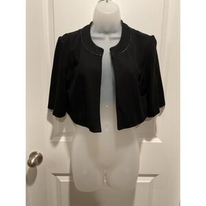 Calvin Klein Black Cropped Bolero Jacket 10 Trim Short Sleeve Evening Formal Top